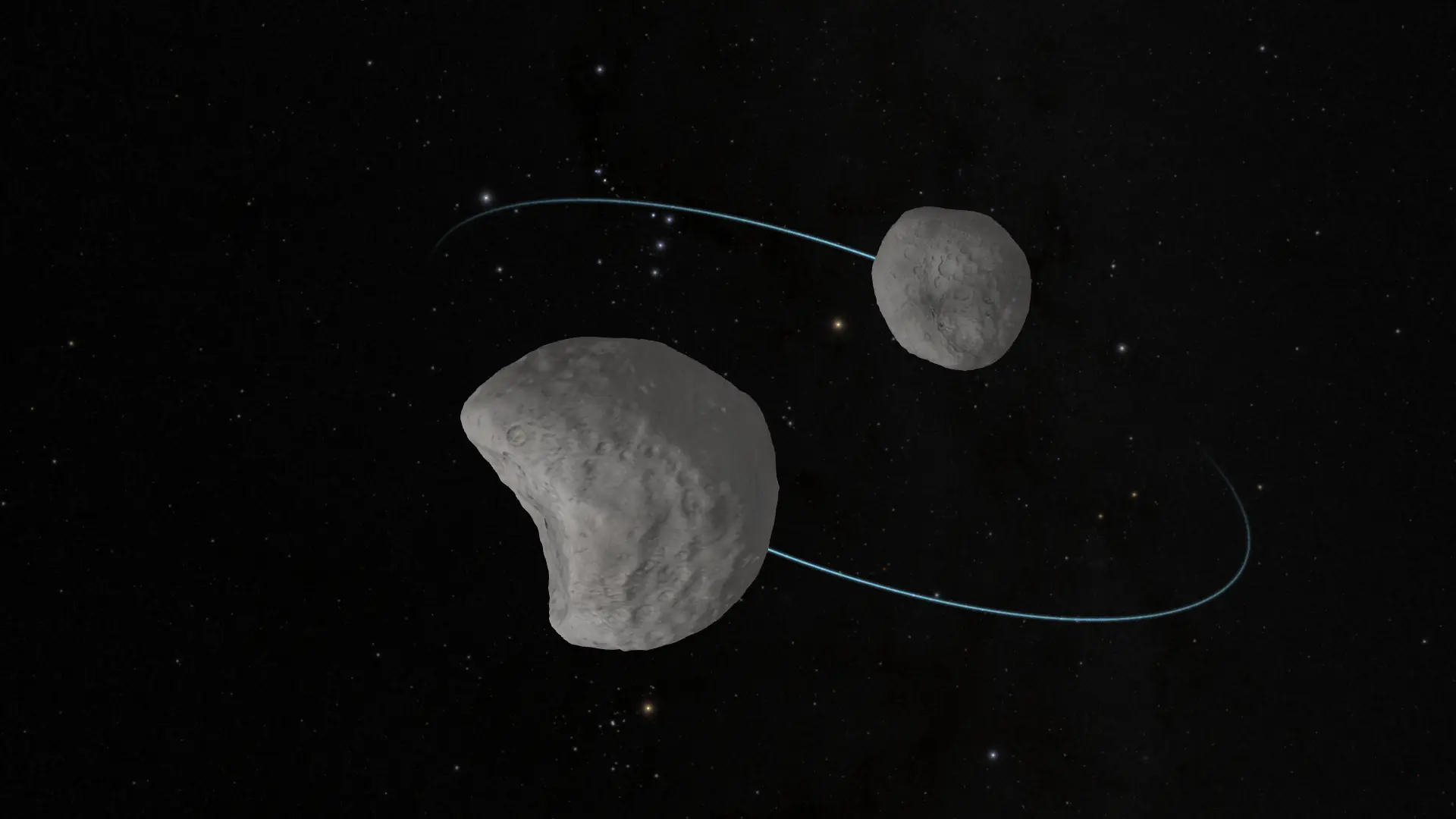 antiope Visualizing asteroid data of Asteroid 90 Antiope and its companion, S/2000 (90) 1. Stellar occultation observations showed one of the asteroids has a pac-man like shape from a large crater on its surface.