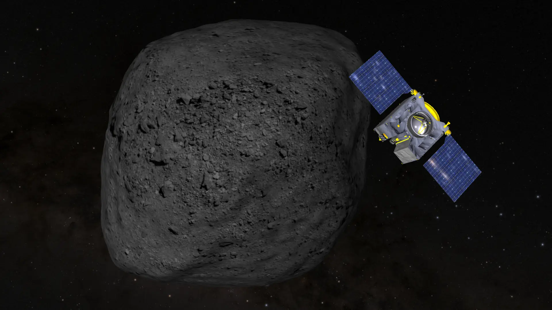 bennu Visualization of the OSIRIS-REx sample return spacecraft at asteroid Bennu