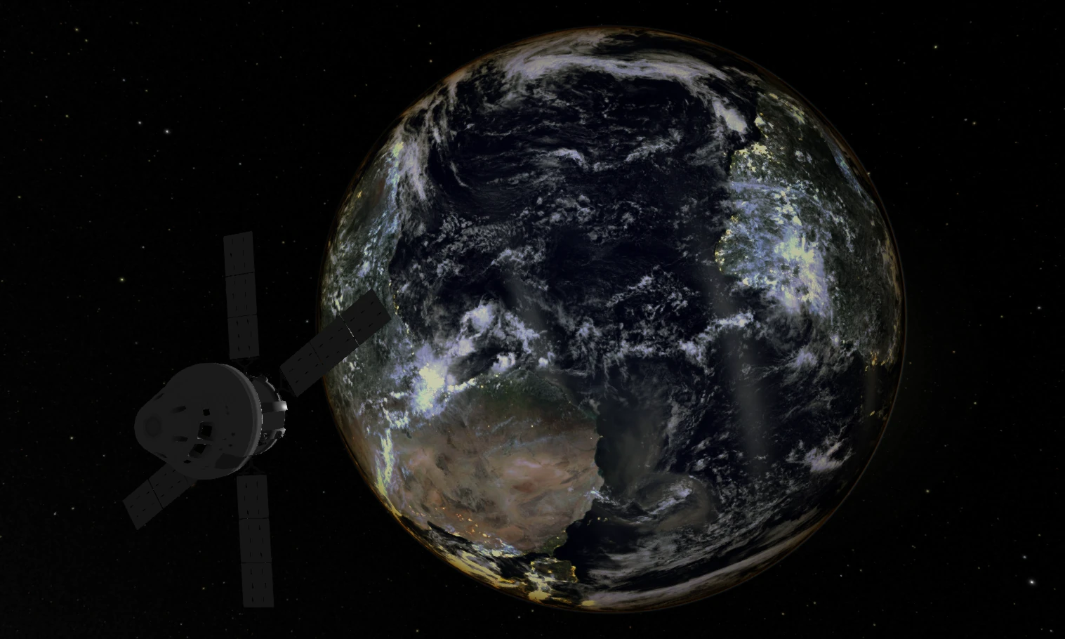 helloworldbrightened Hello world photo from Artemis II simulated in OpenSpace with better lighting