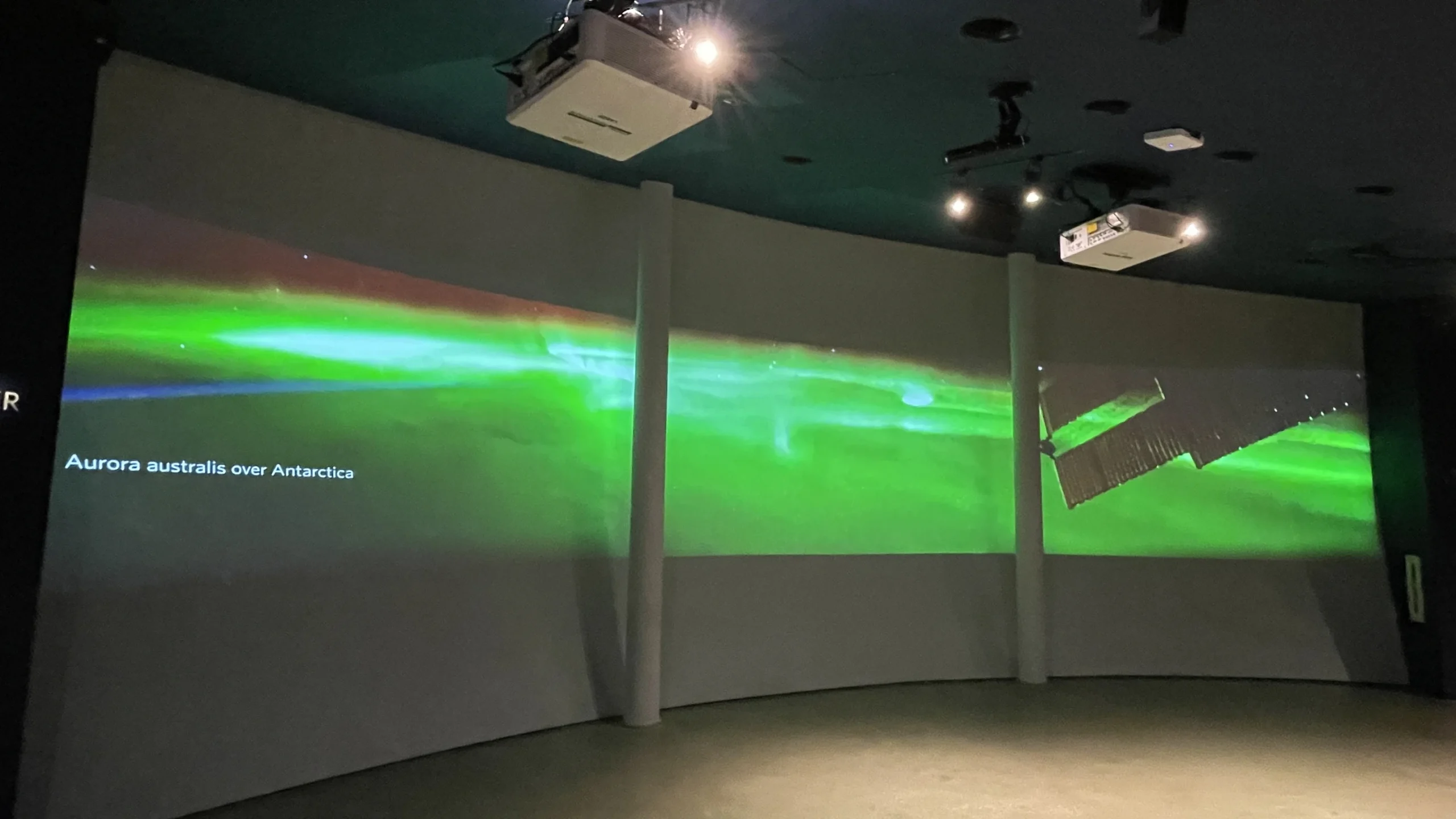 hohfeld hall displaying timelapse footage from the international space station